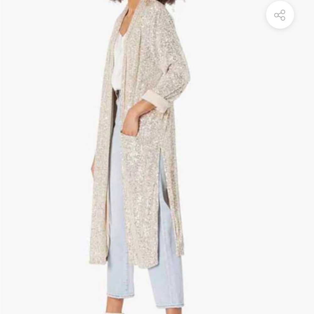 Steve Madden Show Stopper Duster/Kimono in Silver Sequin | size small